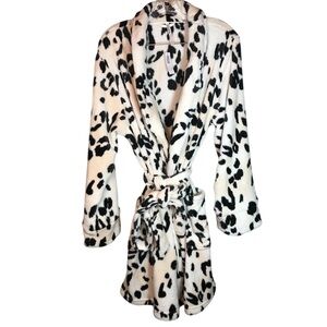 NEW Soma Plush Short Robe L/XL black white pink my wildest dreams champ